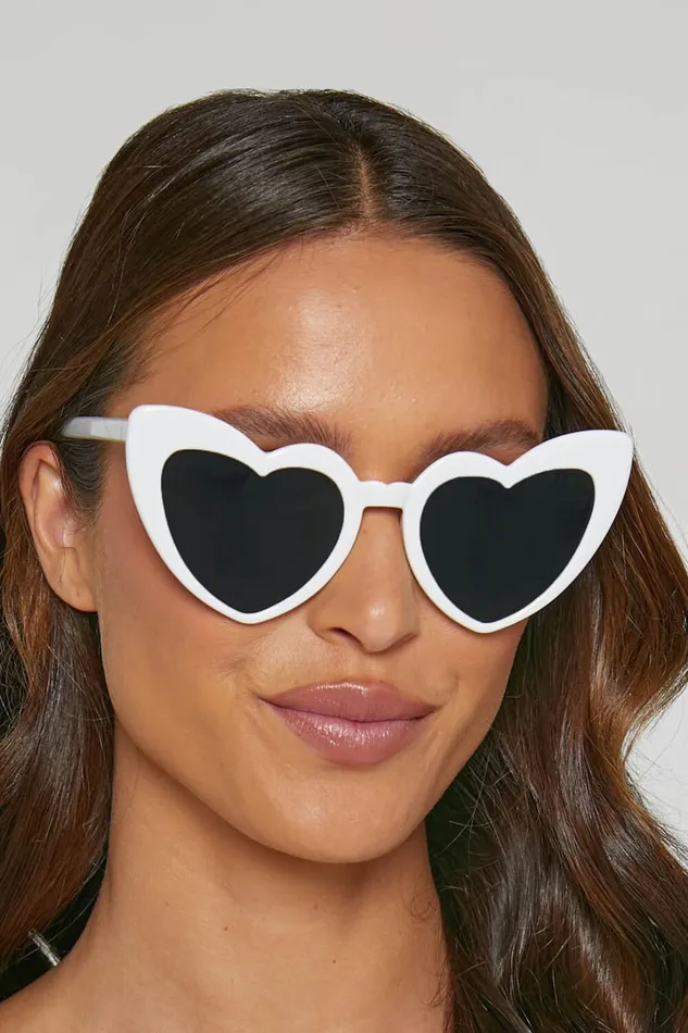 Isobel Heart Sunglasses In White Women Showpo Sunglasses