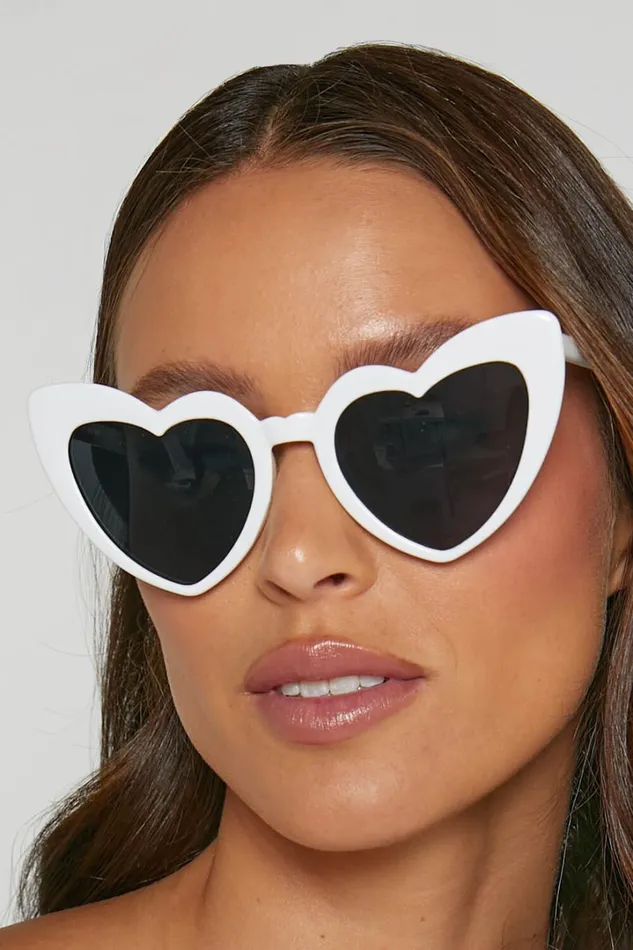 Isobel Heart Sunglasses In White Women Showpo Sunglasses