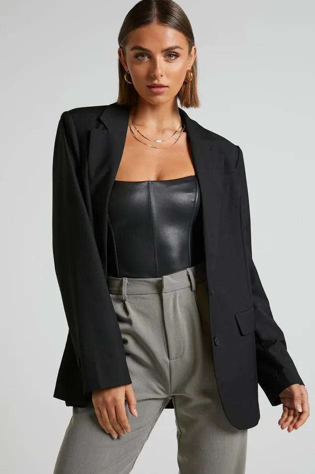Izara Blazer 8211 Oversized Boyfriend Fit Blazer In Black Women Showpo Blazers