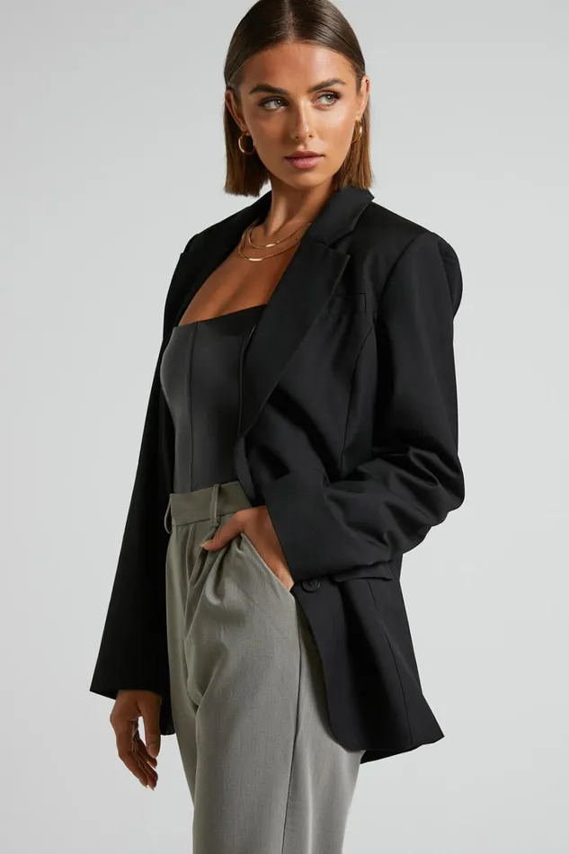 Izara Blazer 8211 Oversized Boyfriend Fit Blazer In Black Women Showpo Blazers