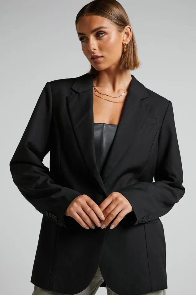 Izara Blazer 8211 Oversized Boyfriend Fit Blazer In Black Women Showpo Blazers