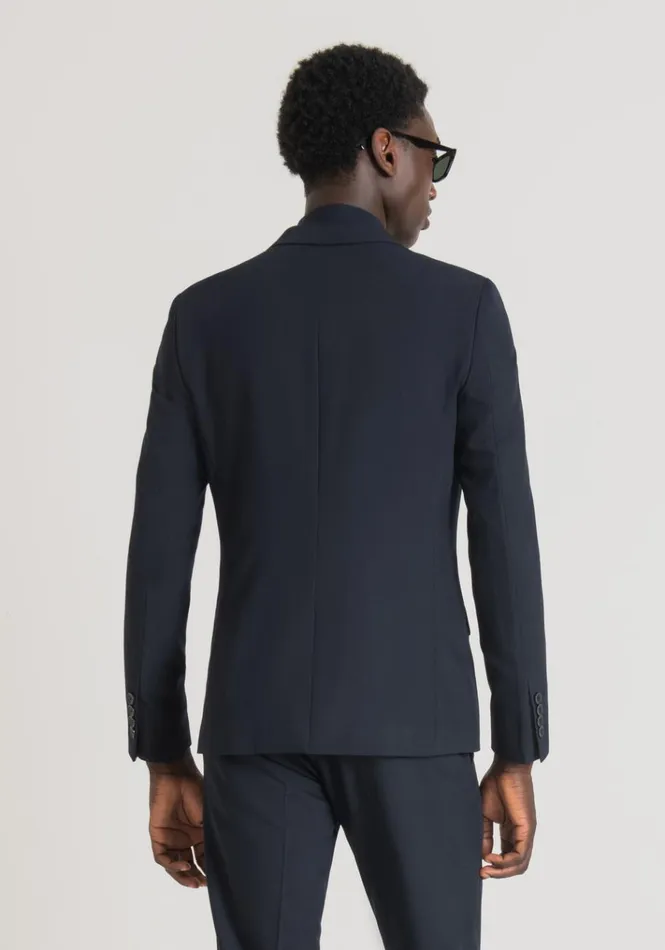Jackets And Gilet Men Antony Morato Bonnie Slim Fit Jacket In Stretch Viscose Blend Fabric Blue Ink