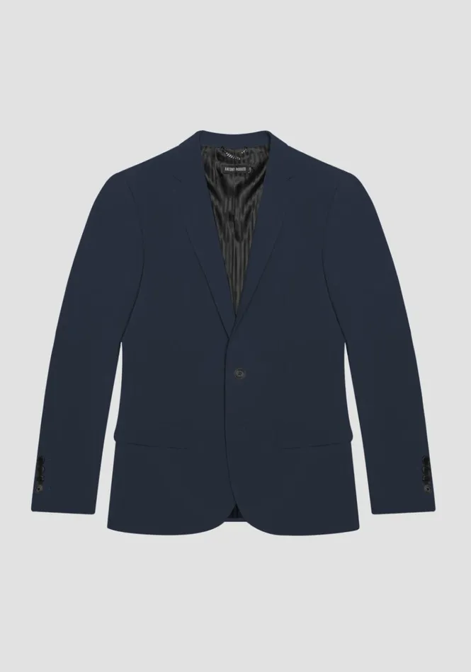 Jackets And Gilet Men Antony Morato Bonnie Slim Fit Jacket In Stretch Viscose Blend Fabric Blue Ink