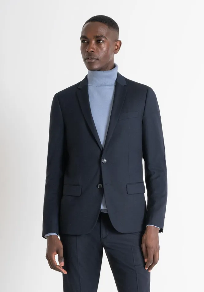 Jackets And Gilet Men Antony Morato Slim Fit Blue Viscose Blend MicroWeave 034Bonnie034 Jacket Blue Ink Jackets And Gilet Men Antony Morato Slim Fit Blue Viscose Blend MicroWeave 034Bonnie034 Jacket Blue Ink