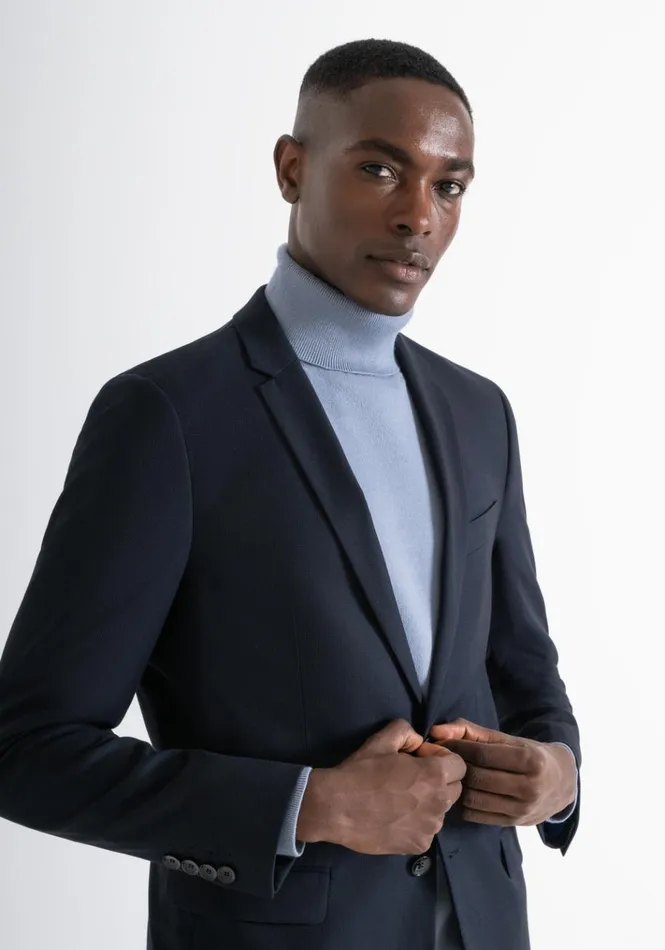 Jackets And Gilet Men Antony Morato Slim Fit Blue Viscose Blend MicroWeave 034Bonnie034 Jacket Blue Ink