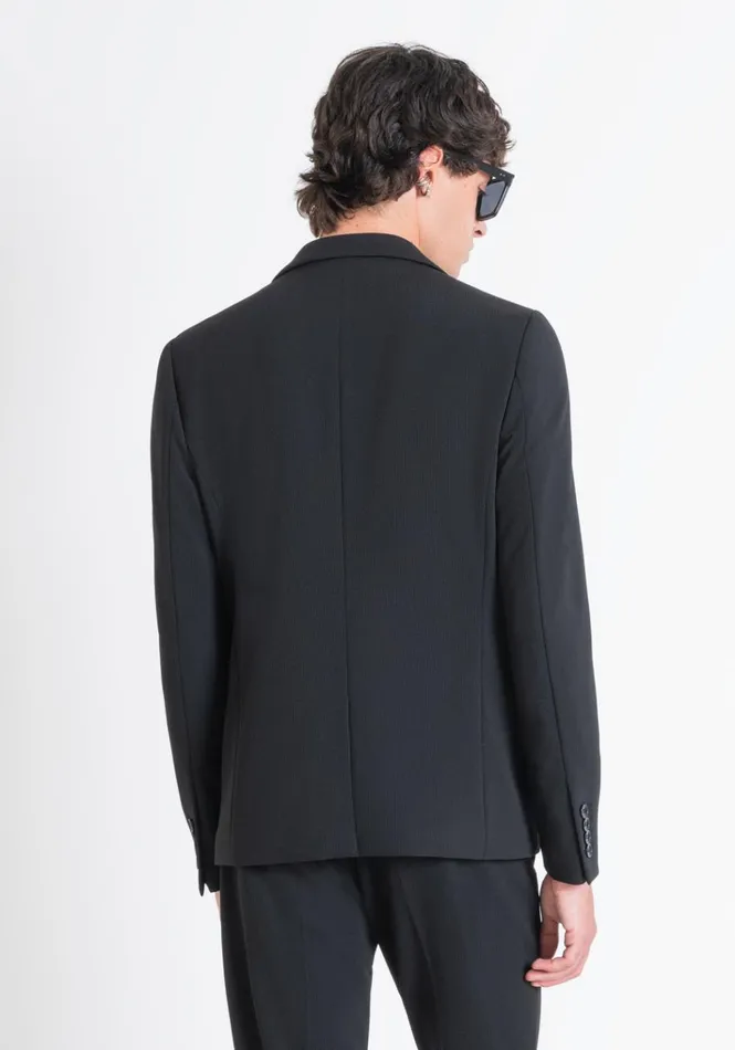 Jackets And Gilet Men Antony Morato Super Slim Fit 034Ashe034 Jacket In Elastic Fabric With Micro Pattern Black