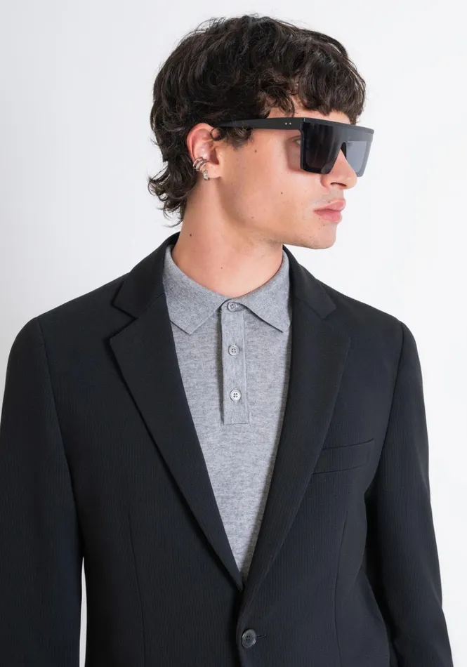 Jackets And Gilet Men Antony Morato Super Slim Fit 034Ashe034 Jacket In Elastic Fabric With Micro Pattern Black