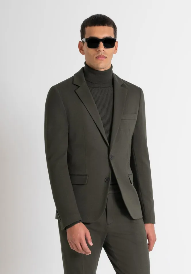 Jackets And Gilet Men Antony Morato Super Slim Fit 034Ashe034 Jacket In Viscose Blend Dark Olive Green Jackets And Gilet Men Antony Morato Super Slim Fit 034Ashe034 Jacket In Viscose Blend Dark Olive Green