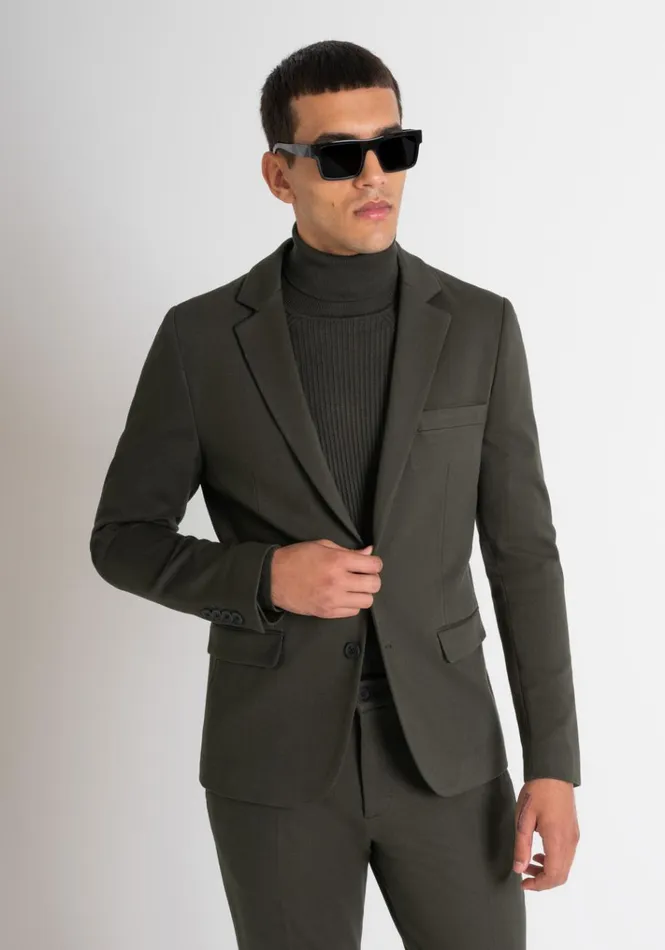 Jackets And Gilet Men Antony Morato Super Slim Fit 034Ashe034 Jacket In Viscose Blend Dark Olive Green