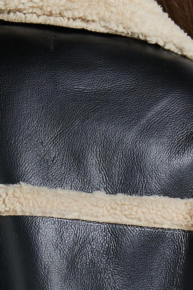 Jan Coat 8211 Longline Faux Shearling Aviator Coat In Black Women Showpo Jackets and Coats