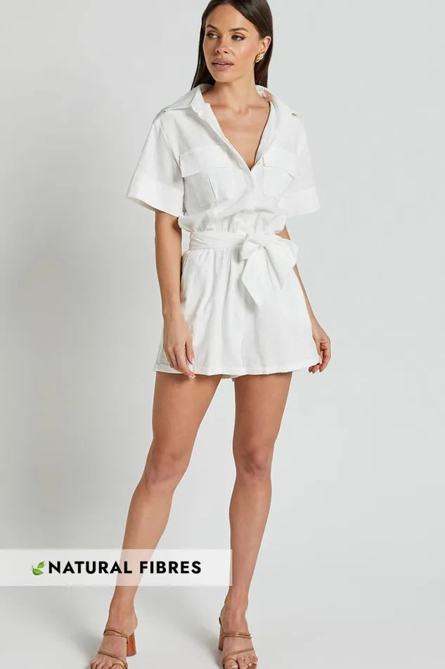 Jayna Playsuit 8211 Utility Pocket Playsuit In White Women Showpo Rompers