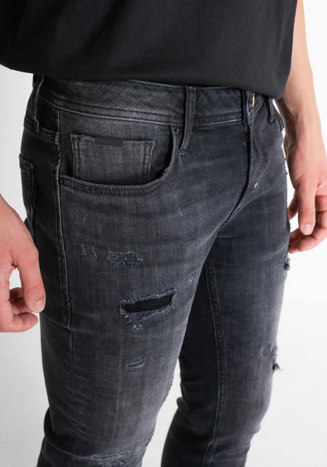 Jeans Men Antony Morato Tapered Fit 034Ozzy034 Jeans In Dark VintageEffect Denim With Rips Black