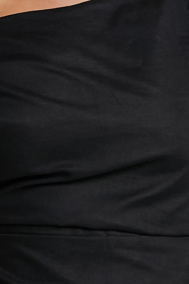Jeofina Mini Dress 8211 Off The Shoulder Linen Look Dress In Black Women Showpo Dresses