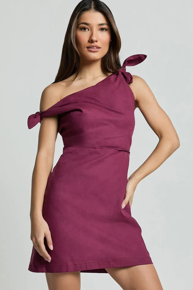 Jeofina Mini Dress 8211 Off The Shoulder Linen Look Dress In Merlot Women Showpo Dresses Jeofina Mini Dress 8211 Off The Shoulder Linen Look Dress In Merlot Women Showpo Dresses