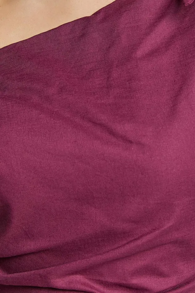 Jeofina Mini Dress 8211 Off The Shoulder Linen Look Dress In Merlot Women Showpo Dresses