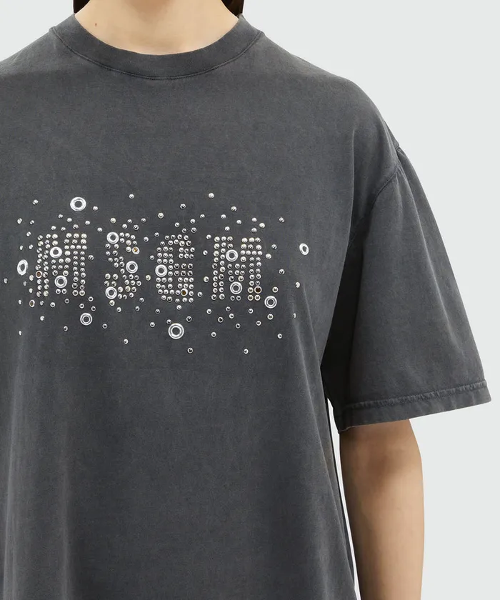 Jersey TShirt With Studded Logo Women MSGM Tshirts