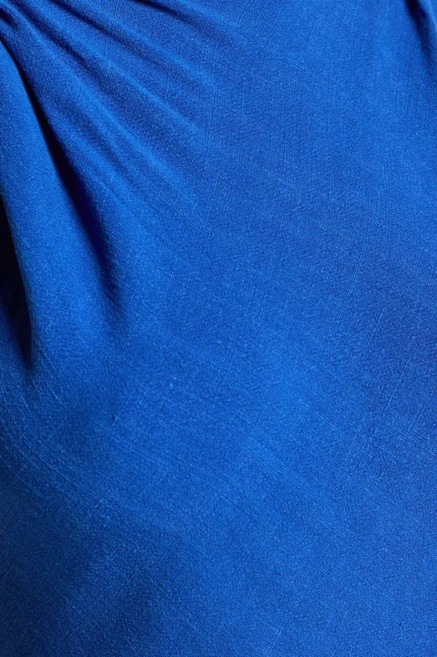 Jessenia Maxi Dress 8211 Linen Look High Neck Dress In Cobalt Women Showpo Dresses