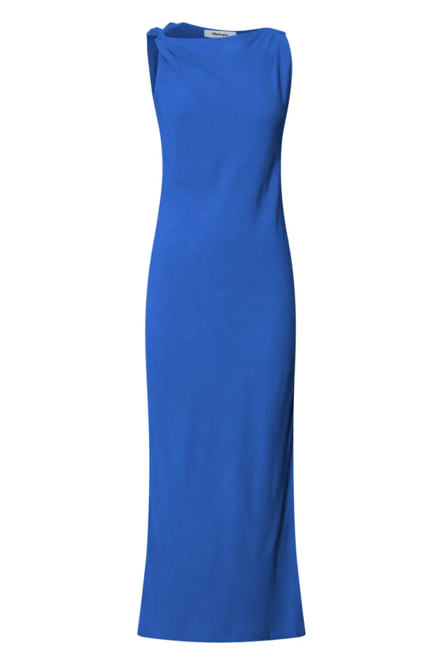 Jessenia Maxi Dress 8211 Linen Look High Neck Dress In Cobalt Women Showpo Dresses