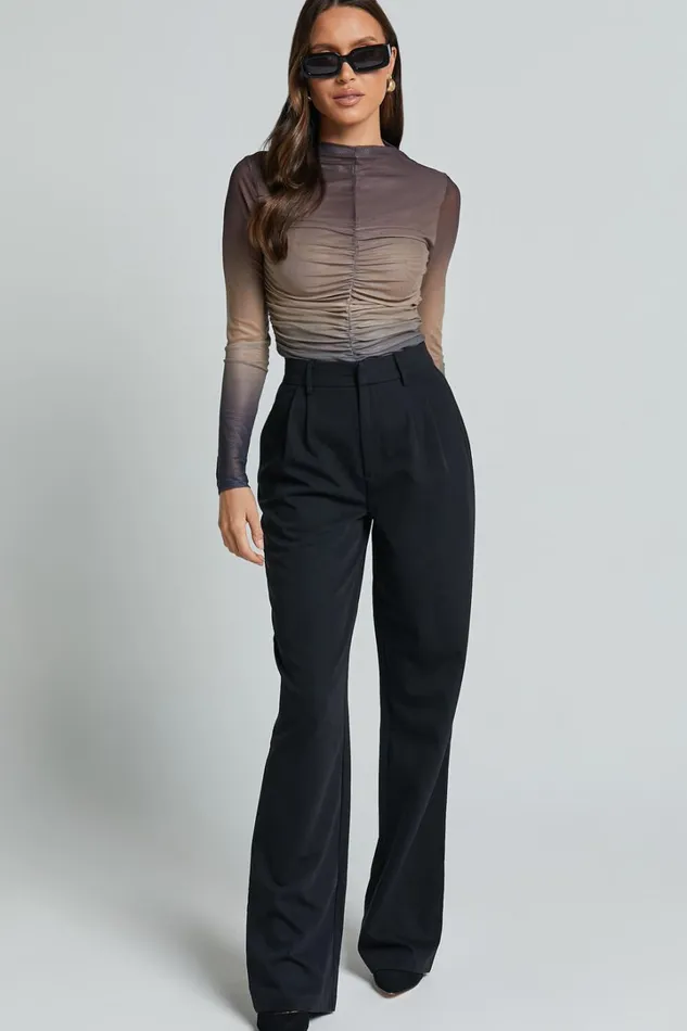 Jestin Top 8211 High Neck Long Sleeve Ruched Top In Stormy Ombre Women Showpo Tops