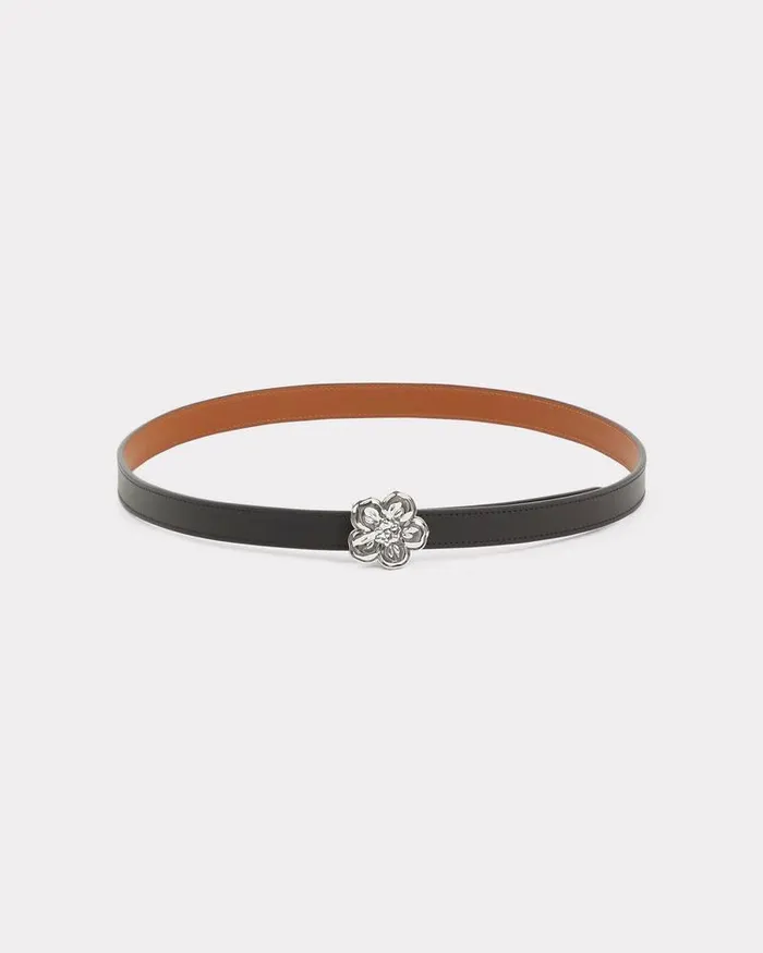 Kenzo Belts MenWomen 039Boke Flower039 Leather Reversible Belt Black