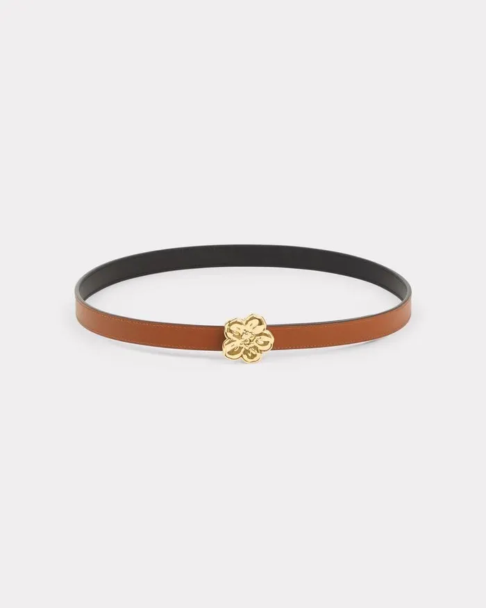 Kenzo Belts MenWomen 039Boke Flower039 Leather Reversible Belt Black