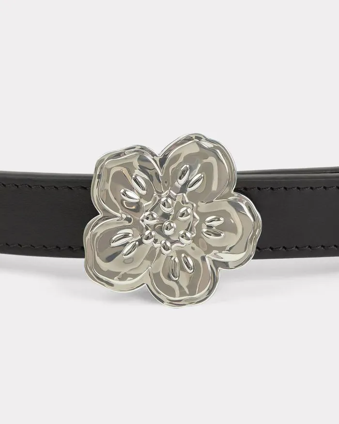 Kenzo Belts MenWomen 039Boke Flower039 Leather Reversible Belt Black
