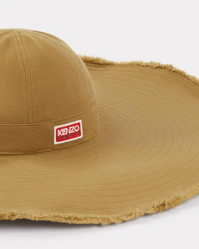 Kenzo Caps And Hats MenWomen Stamp039 Floppy Hat In Cotton Dark Beige