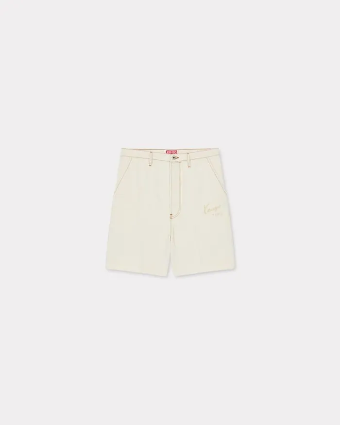 Kenzo Denim Men Creations039 Relaxed Straight Short Stone Bleached White Denim