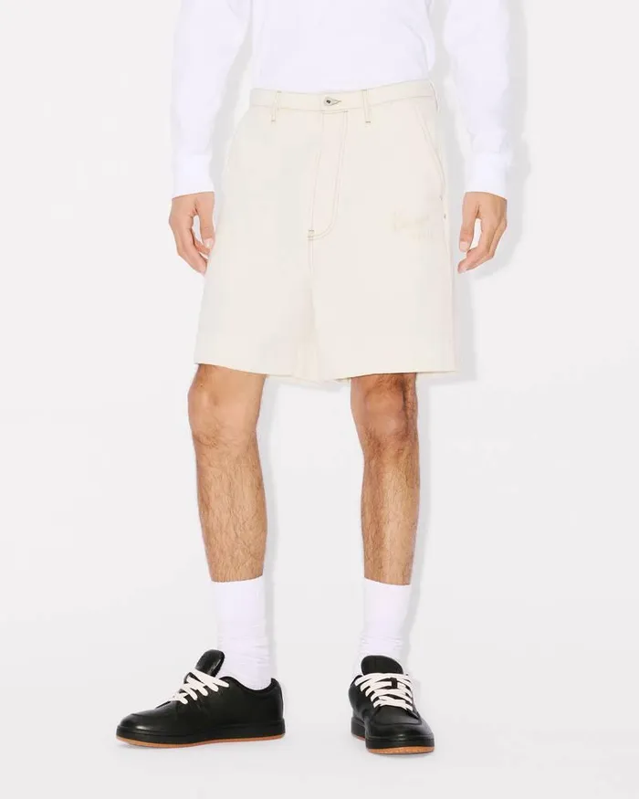 Kenzo Denim Men Creations039 Relaxed Straight Short Stone Bleached White Denim