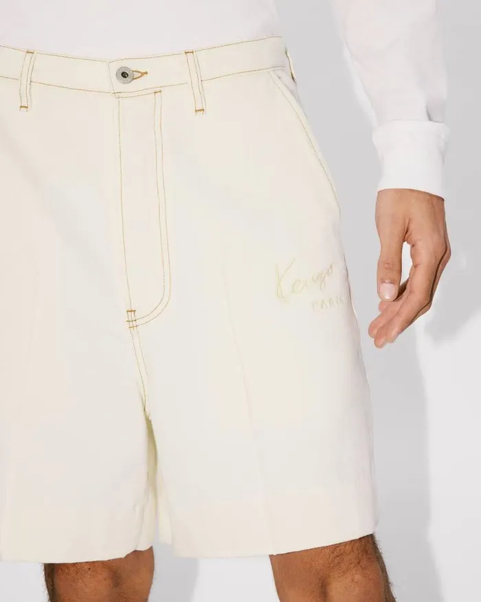 Kenzo Denim Men Creations039 Relaxed Straight Short Stone Bleached White Denim
