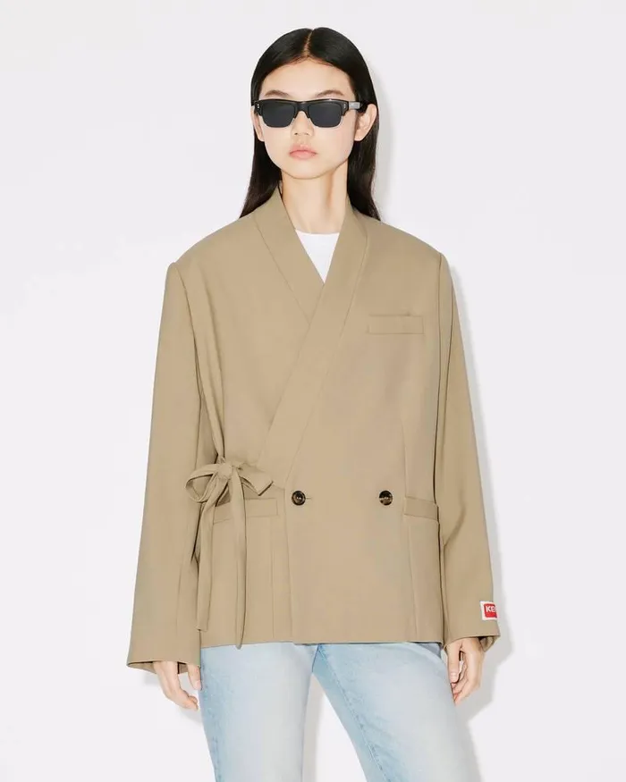 Kenzo Jackets And Coats Women Kimono Blazer Dark Beige