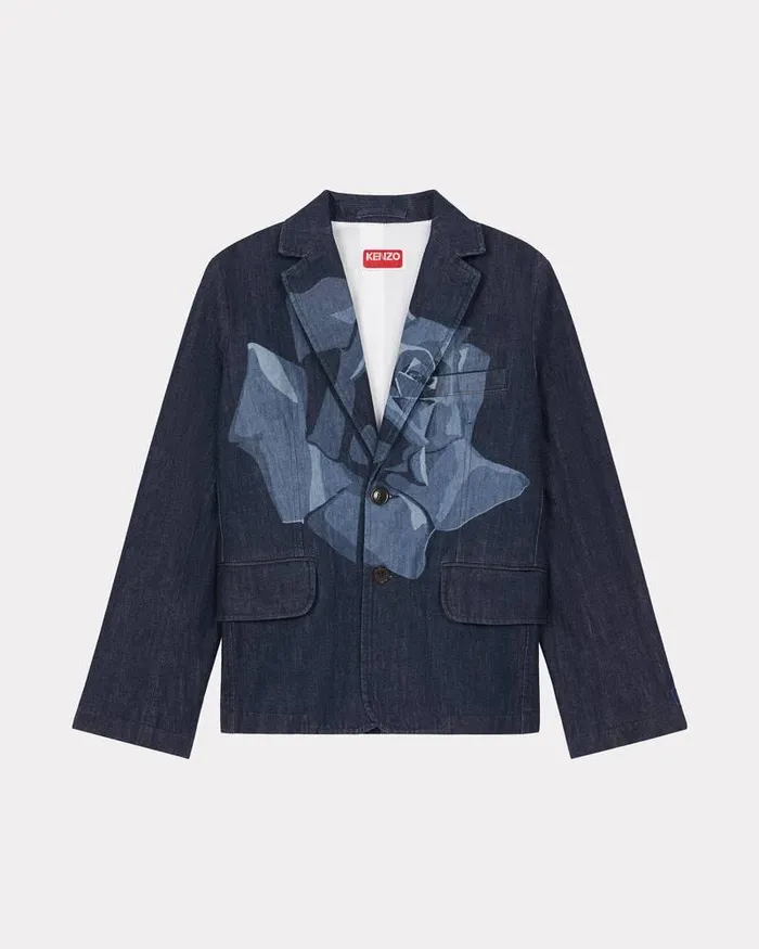 Kenzo Jackets And Coats Women Rose039 Embroidered Denim Talored Jacket Rinse Blue Denim Kenzo Jackets And Coats Women Rose039 Embroidered Denim Talored Jacket Rinse Blue Denim