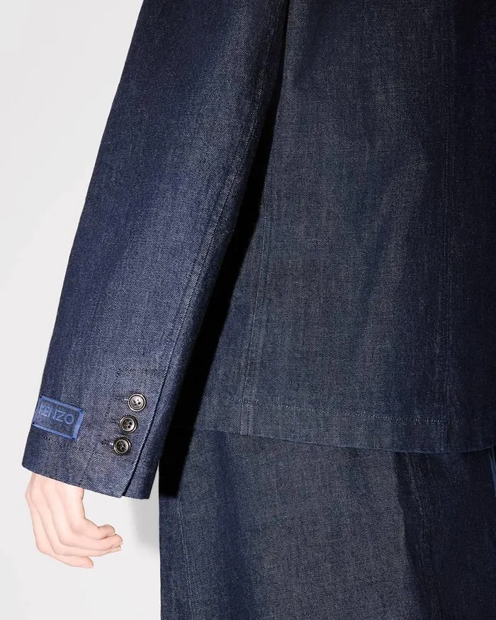 Kenzo Jackets And Coats Women Rose039 Embroidered Denim Talored Jacket Rinse Blue Denim