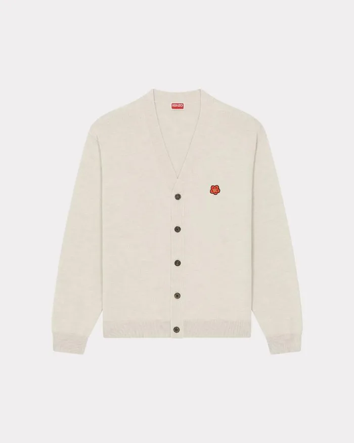 Kenzo Knitwear Men 039Boke Flower039 Embroidered Cardigan Pale Grey