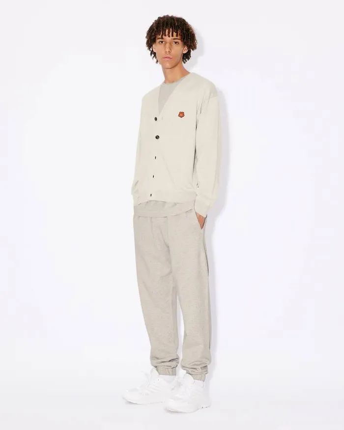 Kenzo Knitwear Men 039Boke Flower039 Embroidered Cardigan Pale Grey