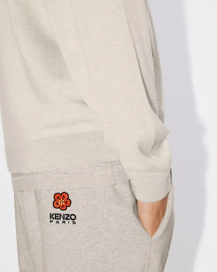 Kenzo Knitwear Men 039Boke Flower039 Embroidered Cardigan Pale Grey