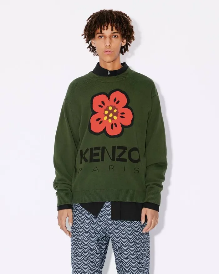 Kenzo Knitwear Men Boke Flower039 Jumper Dark Khaki