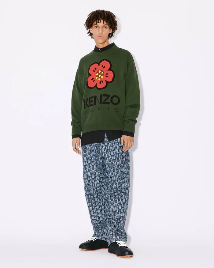 Kenzo Knitwear Men Boke Flower039 Jumper Dark Khaki