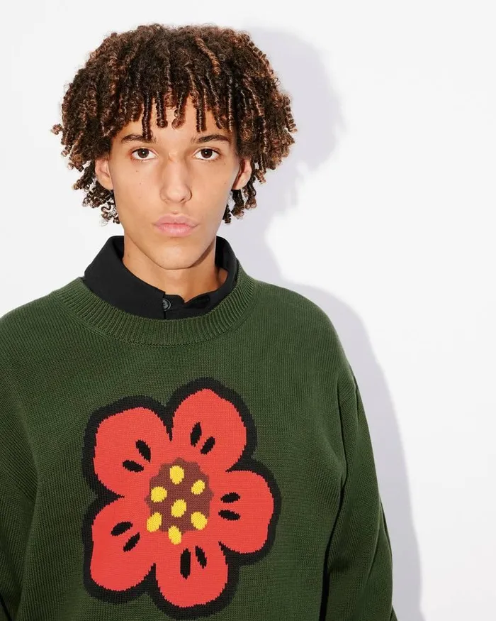 Kenzo Knitwear Men Boke Flower039 Jumper Dark Khaki