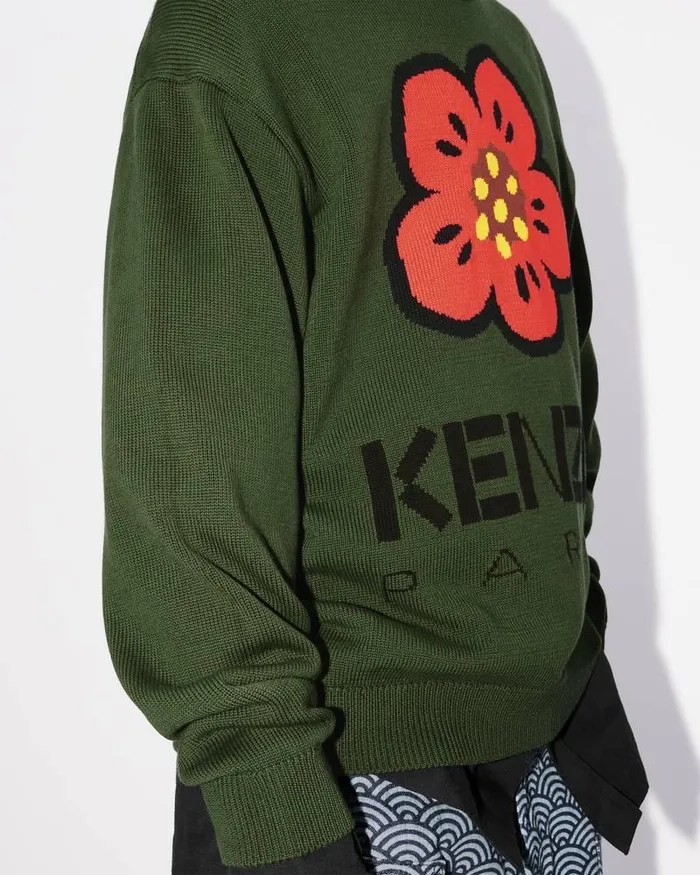 Kenzo Knitwear Men Boke Flower039 Jumper Dark Khaki