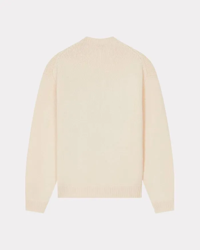Kenzo Knitwear Men Elephant039 Embroidered Jumper Off White
