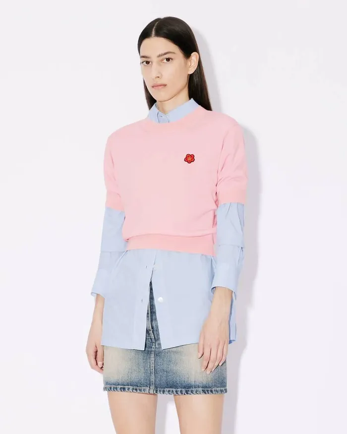 Kenzo Knitwear Women 039Boke Flower039 Embroidered Shortsleeved Jumper Faded Pink