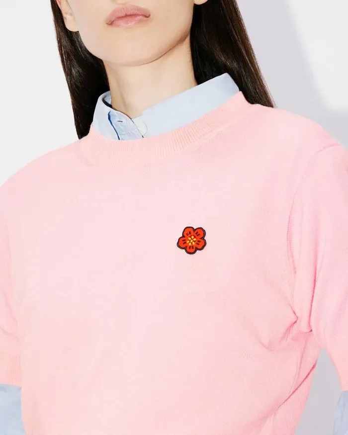 Kenzo Knitwear Women 039Boke Flower039 Embroidered Shortsleeved Jumper Faded Pink