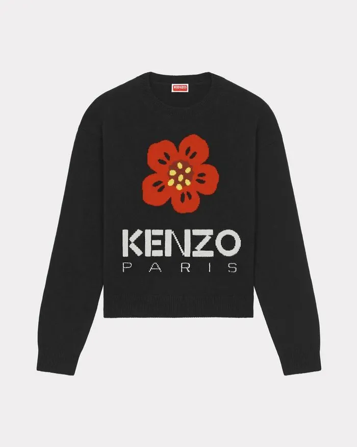 Kenzo Knitwear Women 039Boke Flower039 Wool Jumper Black