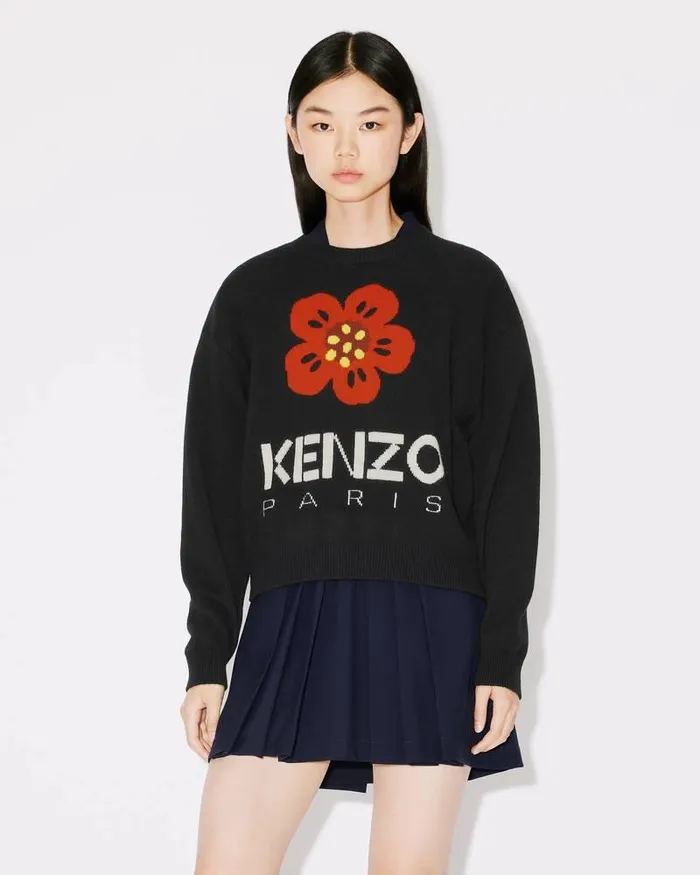 Kenzo Knitwear Women 039Boke Flower039 Wool Jumper Black