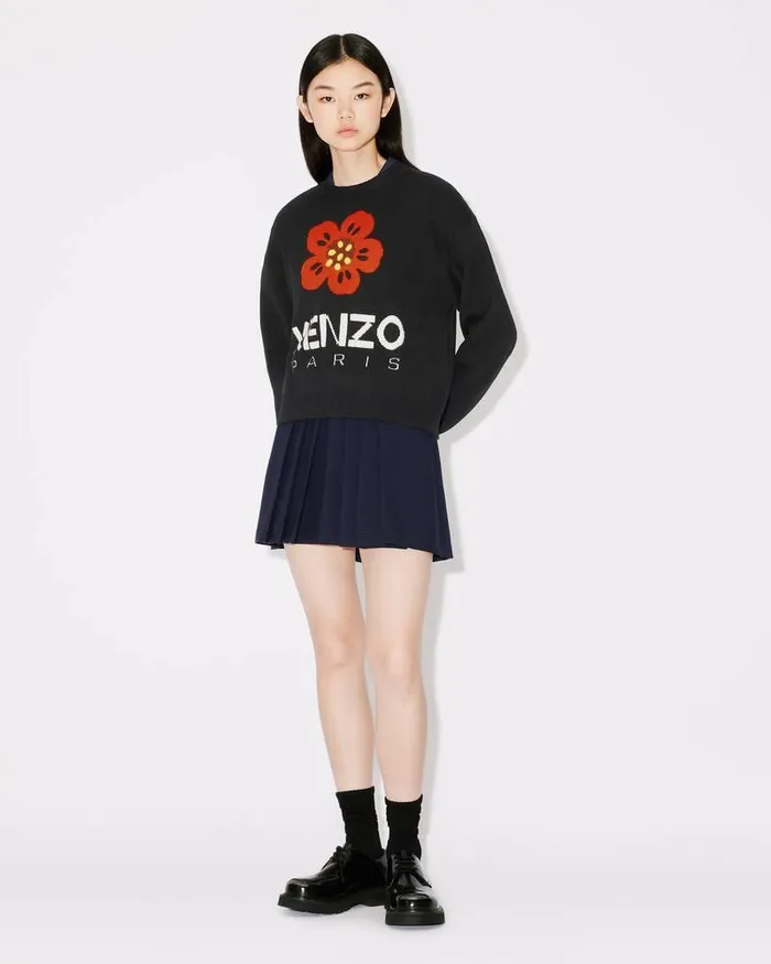 Kenzo Knitwear Women 039Boke Flower039 Wool Jumper Black