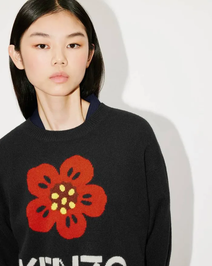 Kenzo Knitwear Women 039Boke Flower039 Wool Jumper Black