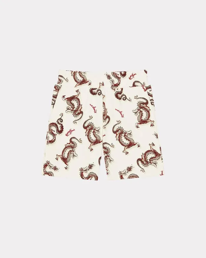 Kenzo Pants And Shorts Kids Year Of The Dragon039 Cotton Printed Shorts Cream