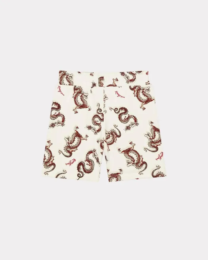 Kenzo Pants And Shorts Kids Year Of The Dragon039 Cotton Printed Shorts Cream