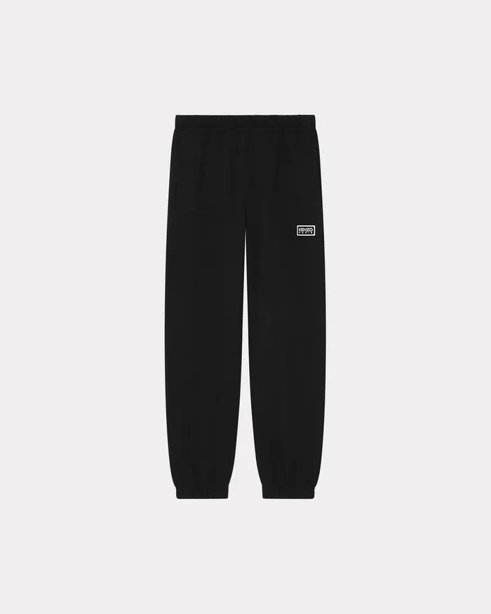 Kenzo Pants And Shorts Men Bicolor Paris039 Embroidered Jogging Bottoms Black